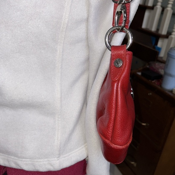 Valentina  leather convertible bag shoulder or Crossbody bag  Red/Silvertone NWT - Picture 5 of 16
